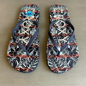 Roxy Women Flip Flop Sandal Thongs Sz10/11 Navy Blue Summer Beach Nautical NWOT